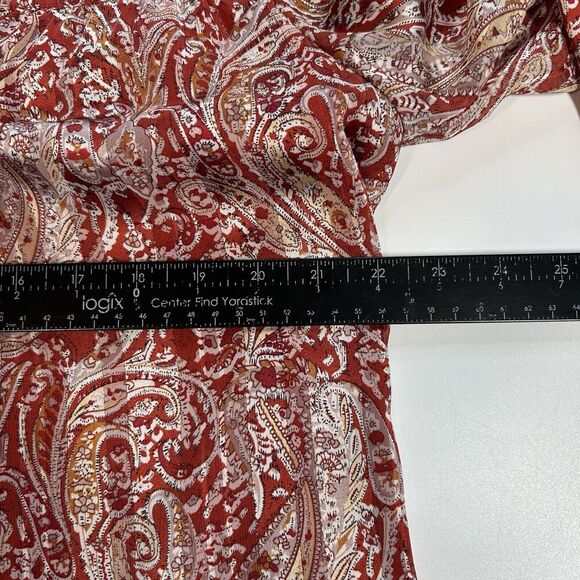 Greylin Anthropologie Top Womens Medium Paisley Red Peasant Blouse Flaw - Picture 6 of 10